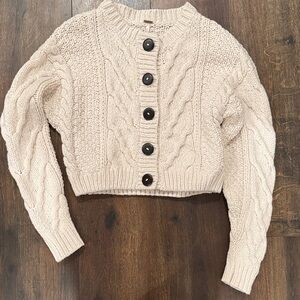 Free People Button-Up Cable Knit Cardigan - Cream NWOT size S